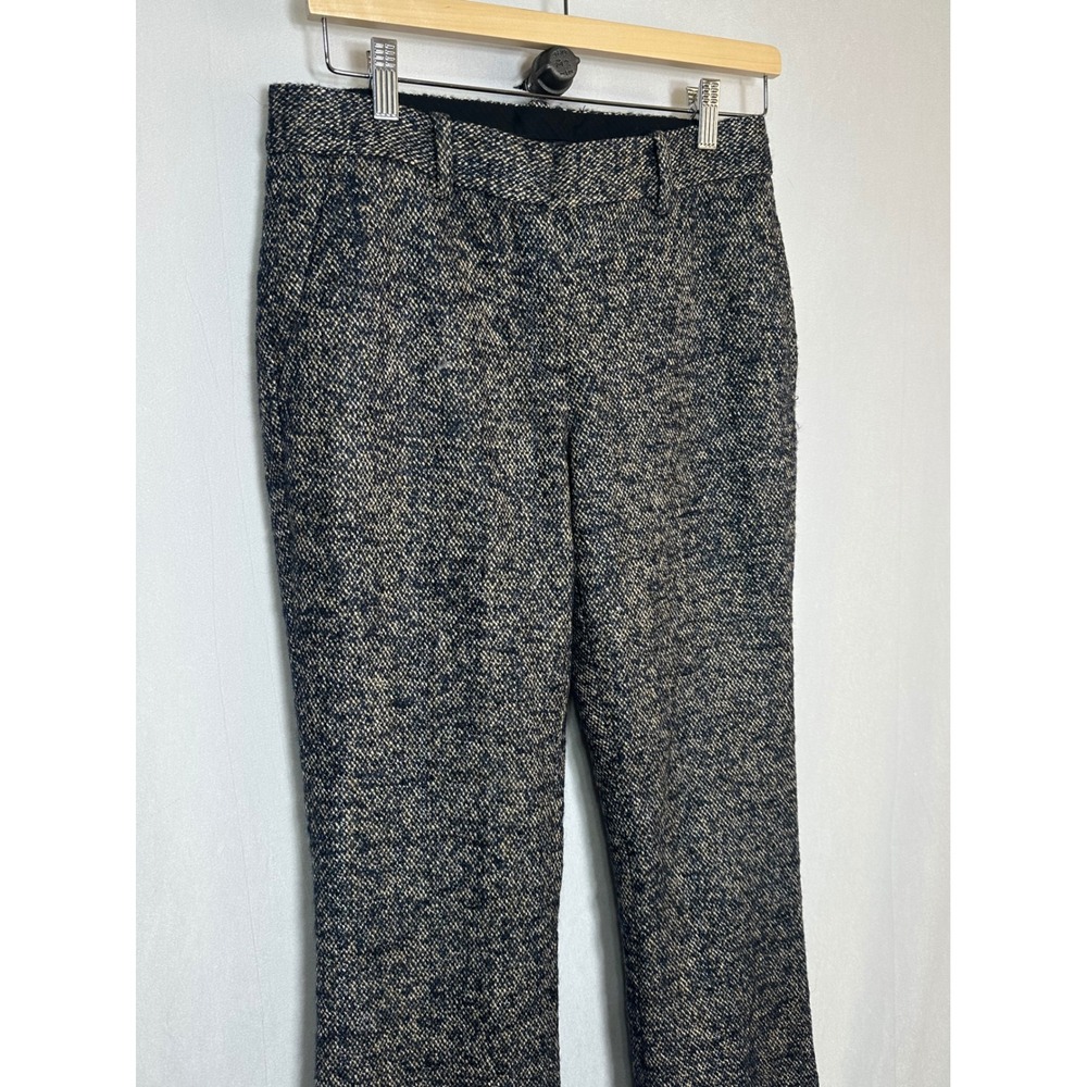 Theory Brinton Donegal Tweed Pants Womens 4 Navy Tan Flared Bootcut - Picture 2 of 5